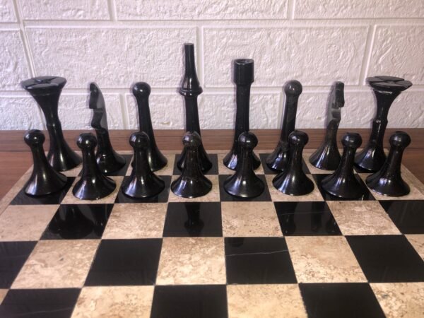 LARGE Chess set 13.77” x 13.77”, Marble Chess set in brown and black, Stone Chess Set, Chess set handmade, Italian design - Image 4