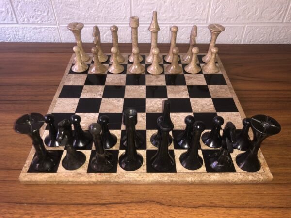 LARGE Chess set 13.77” x 13.77”, Marble Chess set in brown and black, Stone Chess Set, Chess set handmade, Italian design - Image 5