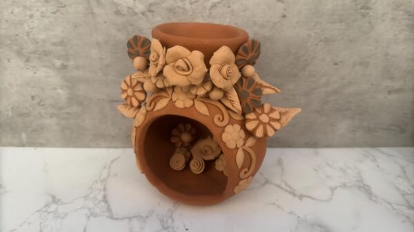 Filigrana Clay Mini Chimney, Candle Holder Artistic  Oaxaca México By Artisans Handmade Crafts, Home Decor Folk Art,  Pastillaje Technique - Image 3