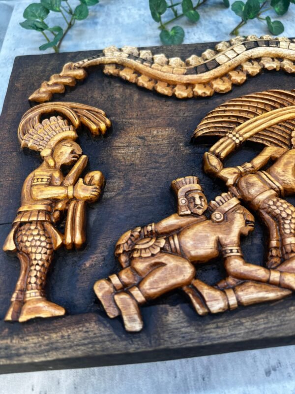 Aztec Art, Mayan art, Mexican painting, The sacrifice, Prehispanic, Wood carving, Handcrafted ASK FOR CUSTOMIZE - Image 4