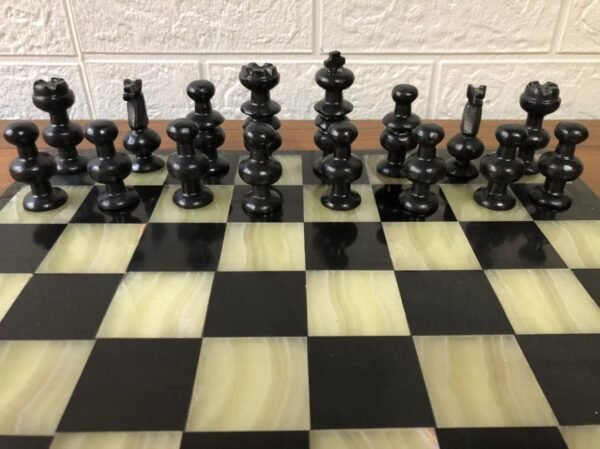 LARGE Chess set 13.77” x 13.77”, Marble Chess set in black and green, Stone Chess Set, Chess set handmade - Image 4