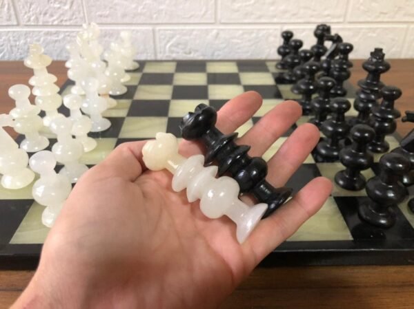 LARGE Chess set 13.77” x 13.77”, Marble Chess set in black and green, Stone Chess Set, Chess set handmade - Image 5
