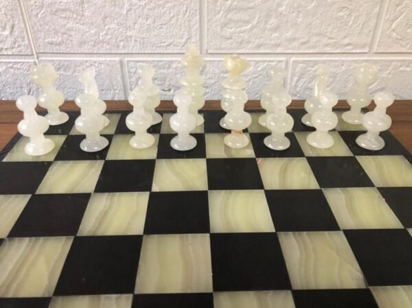 LARGE Chess set 13.77” x 13.77”, Marble Chess set in black and green, Stone Chess Set, Chess set handmade - Image 8