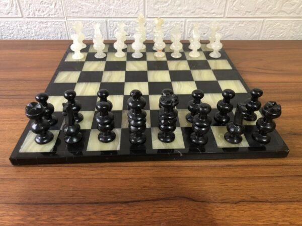 LARGE Chess set 13.77” x 13.77”, Marble Chess set in black and green, Stone Chess Set, Chess set handmade - Image 9