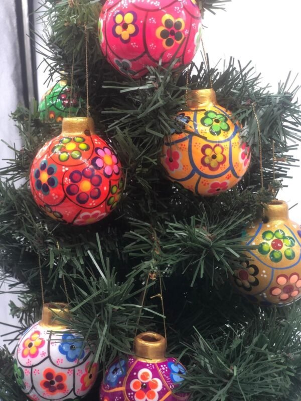 6 pieces of Ceramic Christmas ornaments / Mexican  ornaments, inspired by the Talavera of Mexican art, Christmas ornaments - Image 5