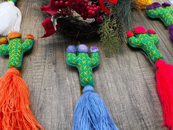 Christmas ornaments, Mexican christmas, Mexican ornaments, Hanging cactus, Cactus pendant, Cactus keychain, Mexican tassel - Image 3