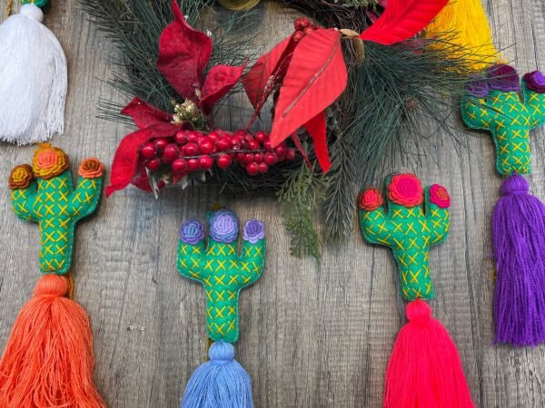 Christmas ornaments, Mexican christmas, Mexican ornaments, Hanging cactus, Cactus pendant, Cactus keychain, Mexican tassel - Image 4