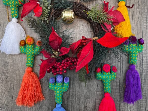 Christmas ornaments, Mexican christmas, Mexican ornaments, Hanging cactus, Cactus pendant, Cactus keychain, Mexican tassel - Image 5