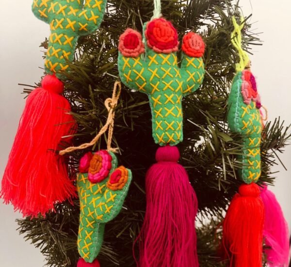 Christmas ornaments, Mexican christmas, Mexican ornaments, Hanging cactus, Cactus pendant, Cactus keychain, Mexican tassel - Image 6
