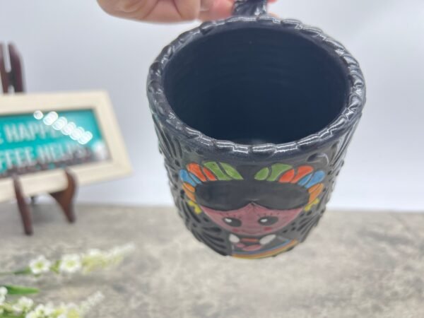Cappuccino Cup, Frida Mexican Coffee Mug, Puebla Talavera Pottery, Ceramic Thermos, Handmade Lead-Free Includes Lid, Custom Available - Image 3