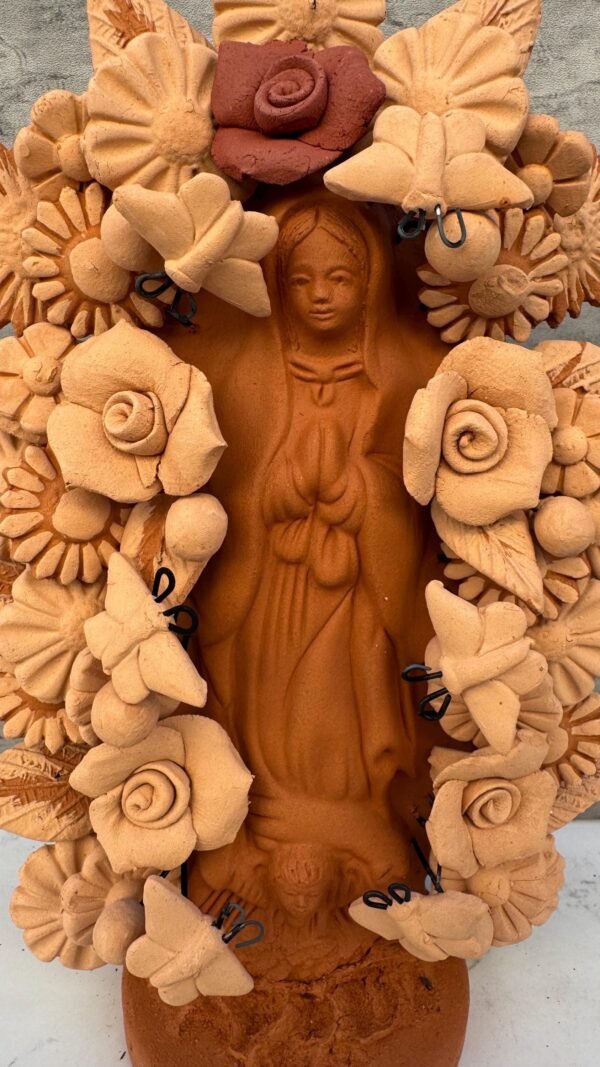 Virgin Mary Handmade Clay Piece, Virgen de Guadalupe  Mexican Decoration, Mary Virgin Sculpture, Metepec Estado de México Virgencita - Image 4