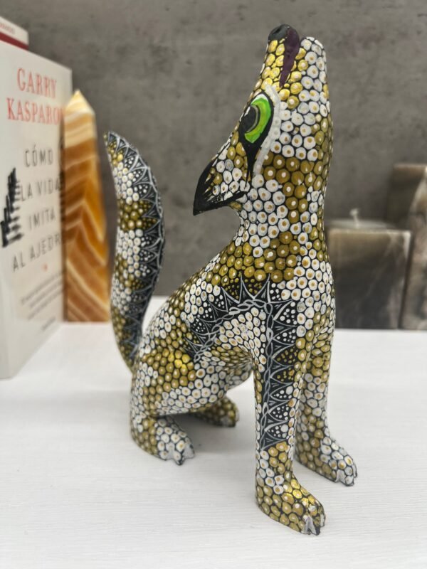 Fox Figurine Mexican Folk Art Alebrije Sculpture, Wooden Coyote Decoration Statue, Made Of Wood And Carved By Hand ASK FOR CUSTOMIZE - Image 3
