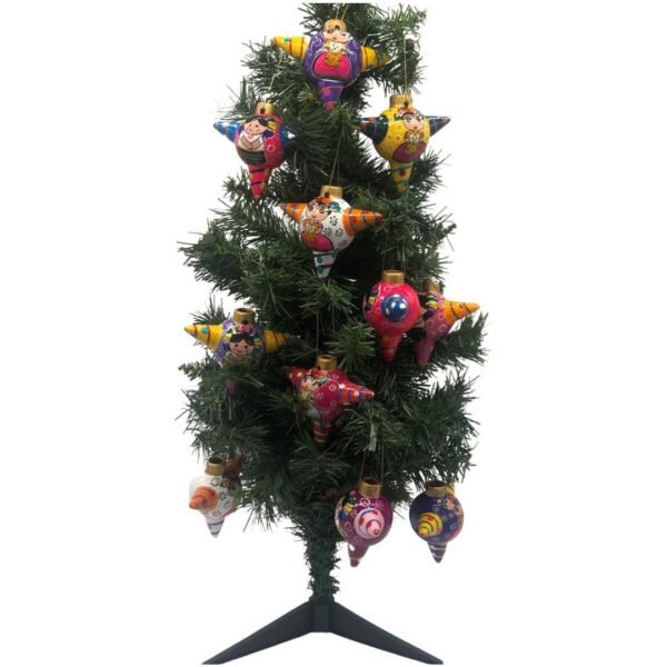 6 pieces of Ceramic Christmas ornaments / Piñata ornaments, inspired by the Talavera of Mexican art, Christmas ornaments - Image 3