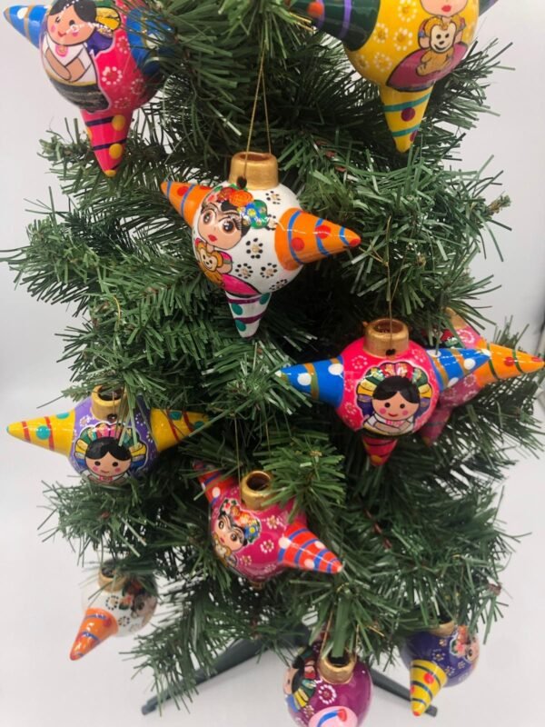 6 pieces of Ceramic Christmas ornaments / Piñata ornaments, inspired by the Talavera of Mexican art, Christmas ornaments - Image 4