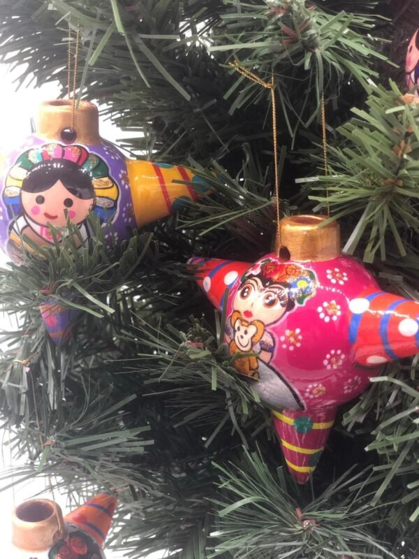 6 pieces of Ceramic Christmas ornaments / Piñata ornaments, inspired by the Talavera of Mexican art, Christmas ornaments - Image 5