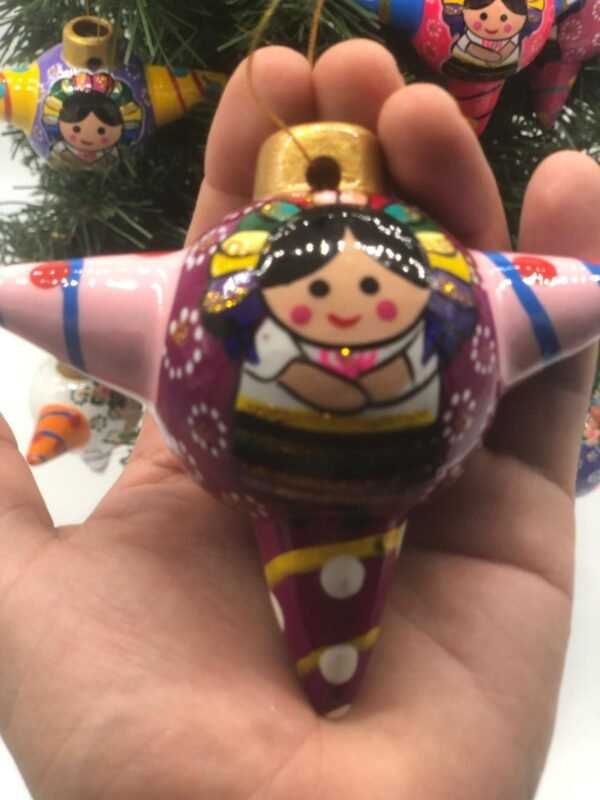 6 pieces of Ceramic Christmas ornaments / Piñata ornaments, inspired by the Talavera of Mexican art, Christmas ornaments - Image 6