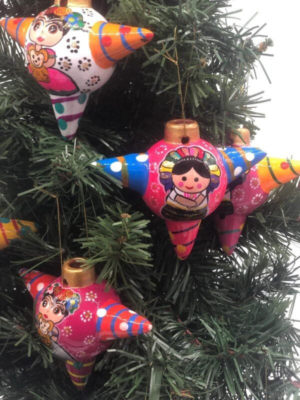 6 pieces of Ceramic Christmas ornaments / Piñata ornaments, inspired by the Talavera of Mexican art, Christmas ornaments - Image 7