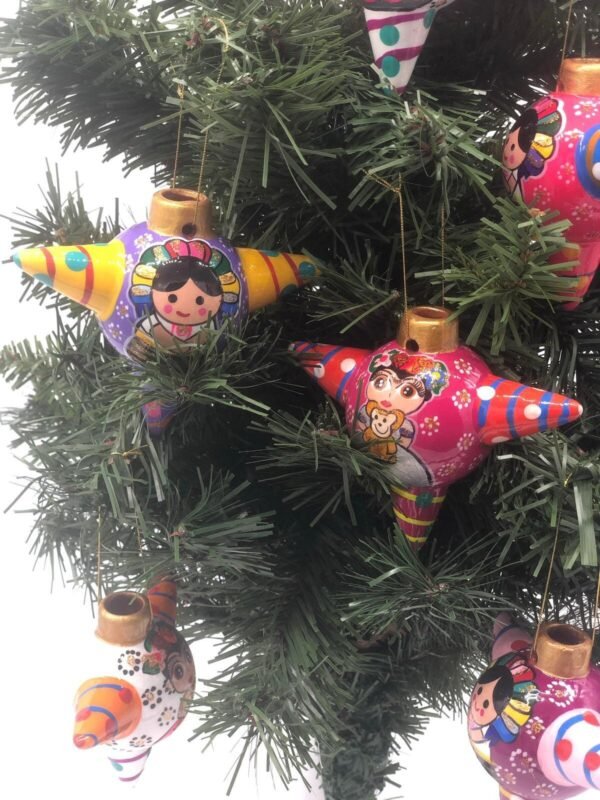 6 pieces of Ceramic Christmas ornaments / Piñata ornaments, inspired by the Talavera of Mexican art, Christmas ornaments - Image 8