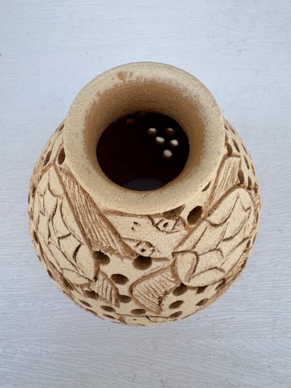 Mexican pottery, Clay plant pot, Pottery luminary, White clay vase, Mexican vase, Mexican clay pot, Oaxaca pottery, White pottery vase - Image 3