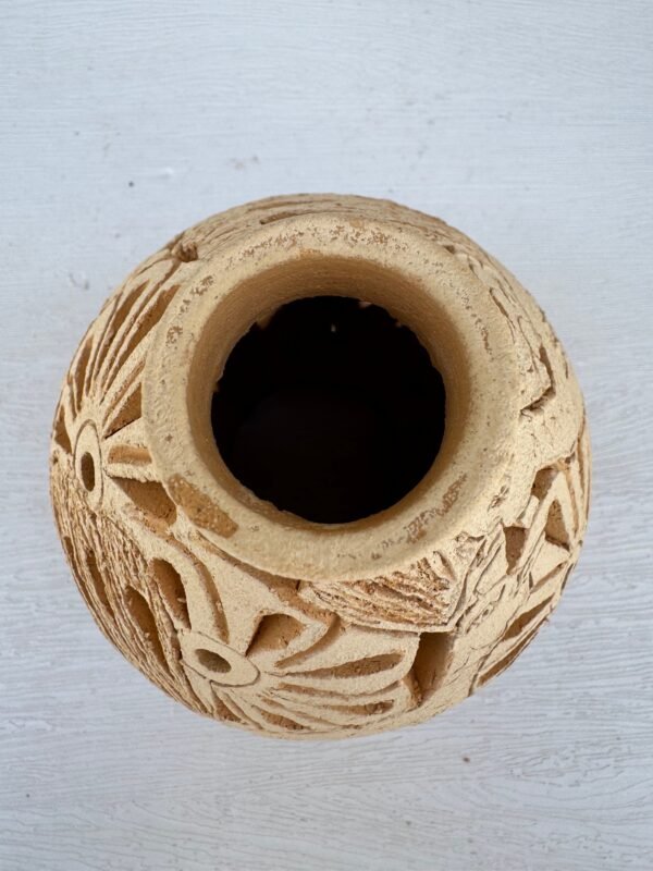Mexican pottery, Clay plant pot, Pottery luminary, White clay vase, Mexican vase, Mexican clay pot, Oaxaca pottery, White pottery vase - Image 3