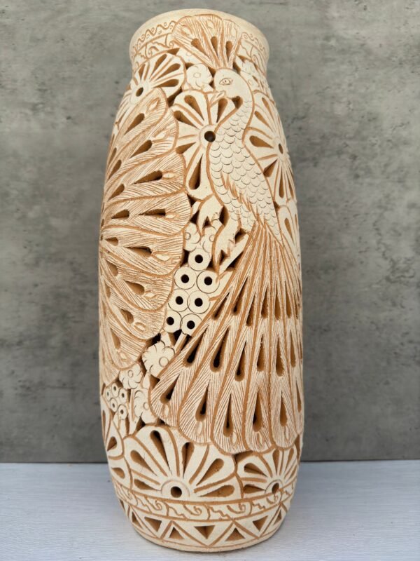 Mexican pottery, Clay plant pot, Pottery luminary, White clay vase, Mexican vase, Mexican clay pot, Oaxaca pottery, White pottery vase - Image 3