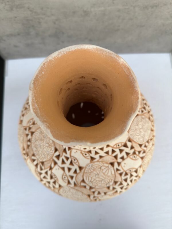 Mexican pottery, Clay plant pot, Pottery luminary, White clay vase, Mexican vase, Mexican clay pot, Oaxaca pottery, White pottery vase - Image 3