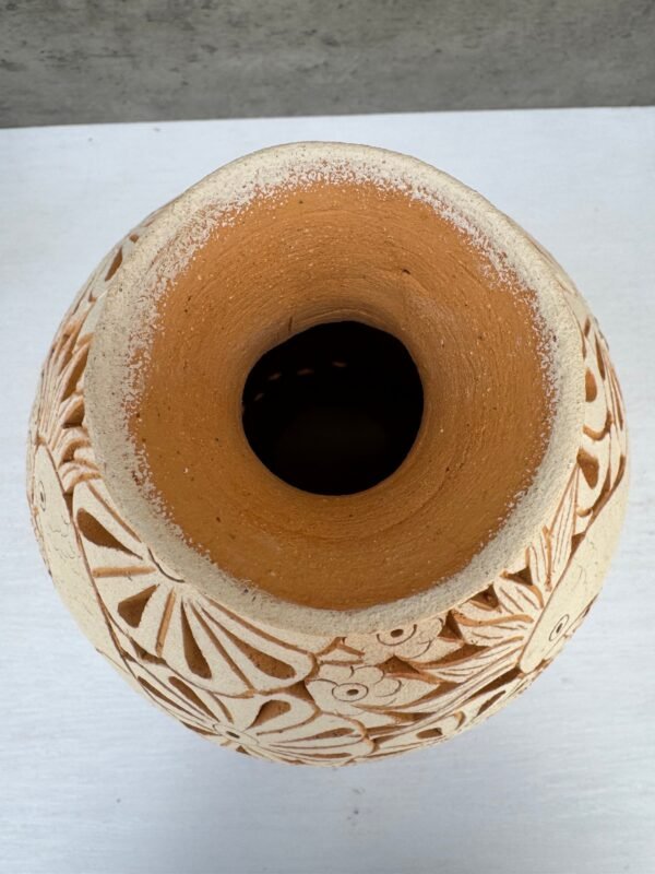 Mexican pottery, Clay plant pot, Pottery luminary, White clay vase, Mexican vase, Mexican clay pot, Oaxaca pottery, White pottery vase - Image 4