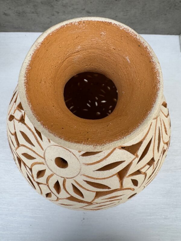 Mexican pottery, Clay plant pot, Pottery luminary, White clay vase, Mexican vase, Mexican clay pot, Oaxaca pottery, White pottery vase - Image 3