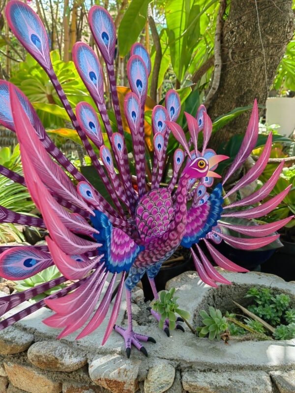 Peacock Bird Statue Mexican Art Alebrije Sculpture, Wooden Peacock  Decoration Figure, Made Of Wood And Carved By Hand ASK FOR CUSTOMIZE - Image 3