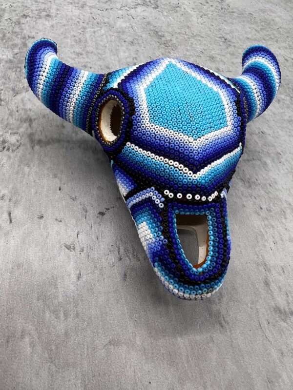 Sheep Sculpture Huichol Statue Of Mexican Folk Art, Bighorn Sheep Wixarika As A Mexican Decorative Figure, Made Of Resin And Beads - Image 4