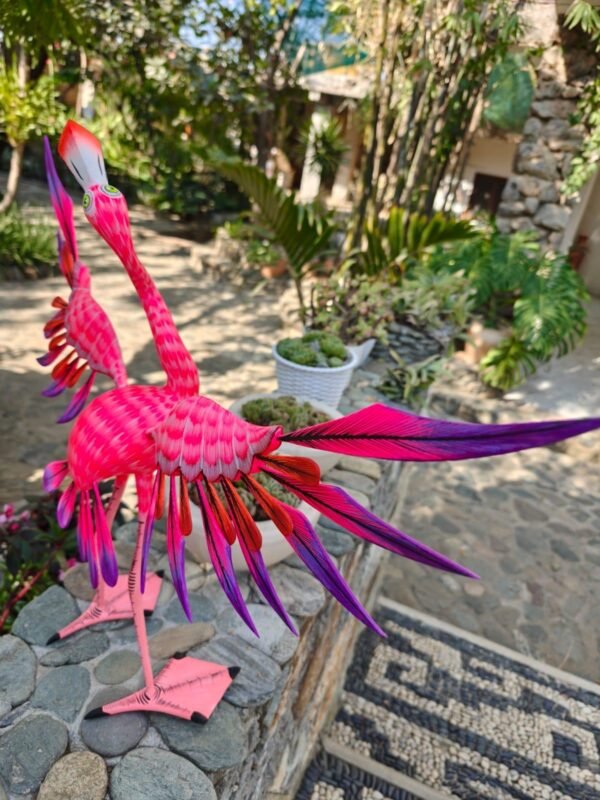 Large Flamenco Bird Statue Mexican Art Alebrije Sculpture, Wooden Heron  Decoration Figure, Made Of Wood And Hand Carved ASK FOR CUSTOMIZE - Image 4