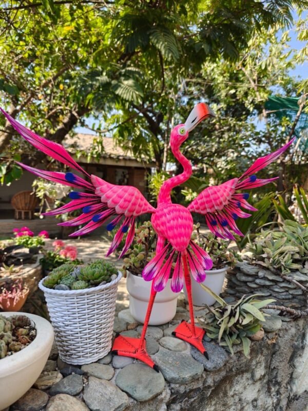 Large Flamenco Bird Statue Mexican Art Alebrije Sculpture, Wooden Heron  Decoration Figure, Made Of Wood And Hand Carved ASK FOR CUSTOMIZE - Image 3