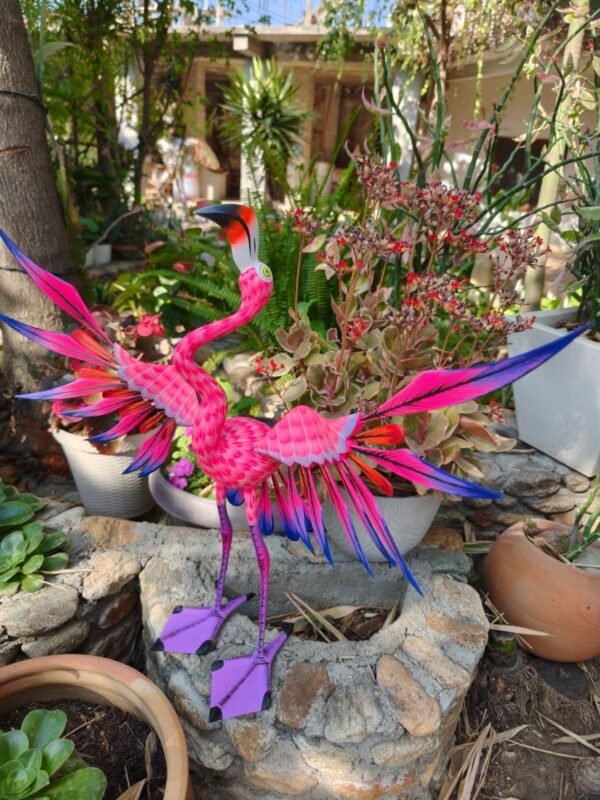 Large Flamenco Bird Statue Mexican Art Alebrije Sculpture, Wooden Heron  Decoration Figure, Made Of Wood And Hand Carved ASK FOR CUSTOMIZE - Image 3