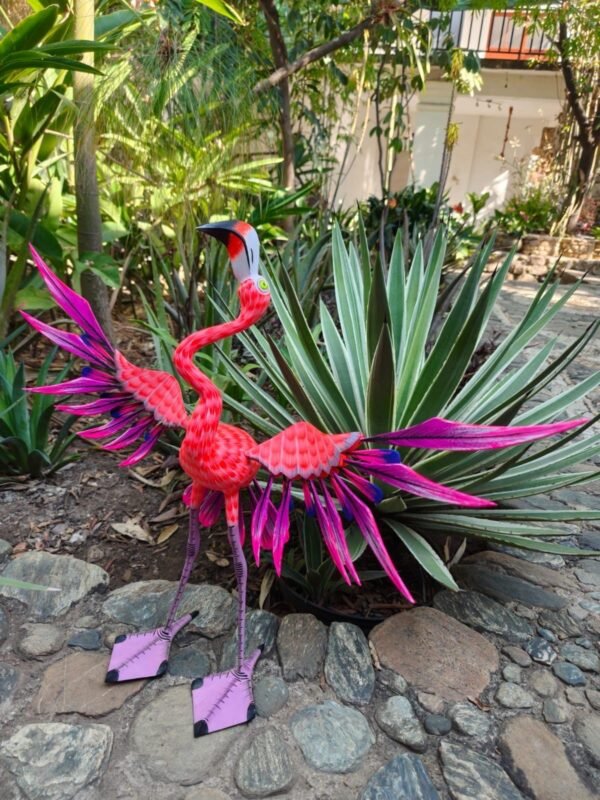 Large Flamenco Bird Statue Mexican Art Alebrije Sculpture, Wooden Heron  Decoration Figure, Made Of Wood And Hand Carved ASK FOR CUSTOMIZE - Image 3