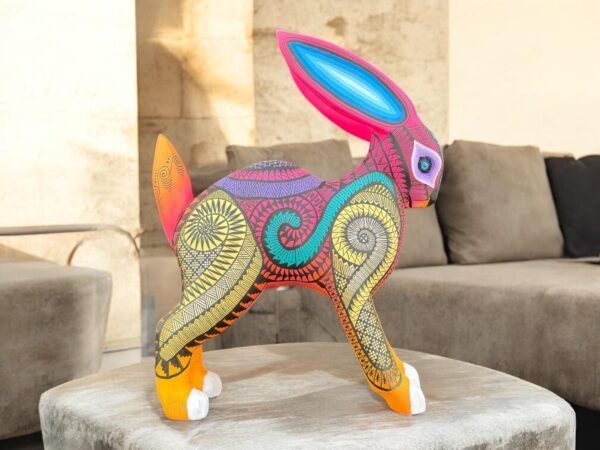 Hare Statue Mexican Folk Art Alebrije Sculpture, Wooden Bunny  Decoration Figurine, Made Of Wood Carved By Hand Rabbit ASK FOR CUSTOMIZE - Image 3