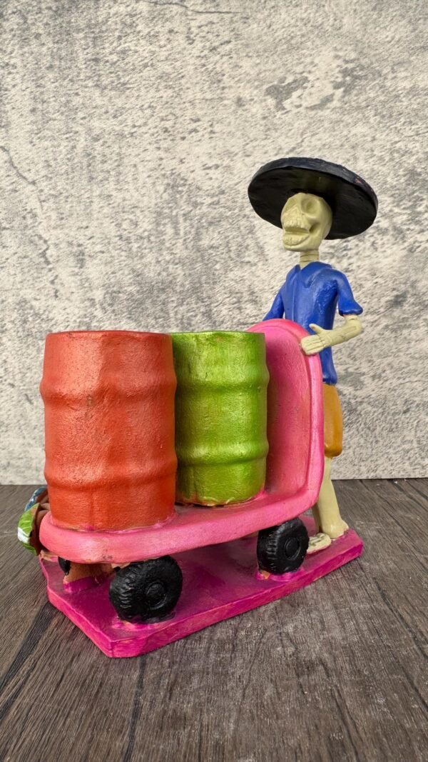 Catrín  Michoacán Original Clay Handcrafted Frida Kahlo Doll, Day Of The Dead, Human Skeleton, Mexican Decorations, Sugar Skull - Image 3