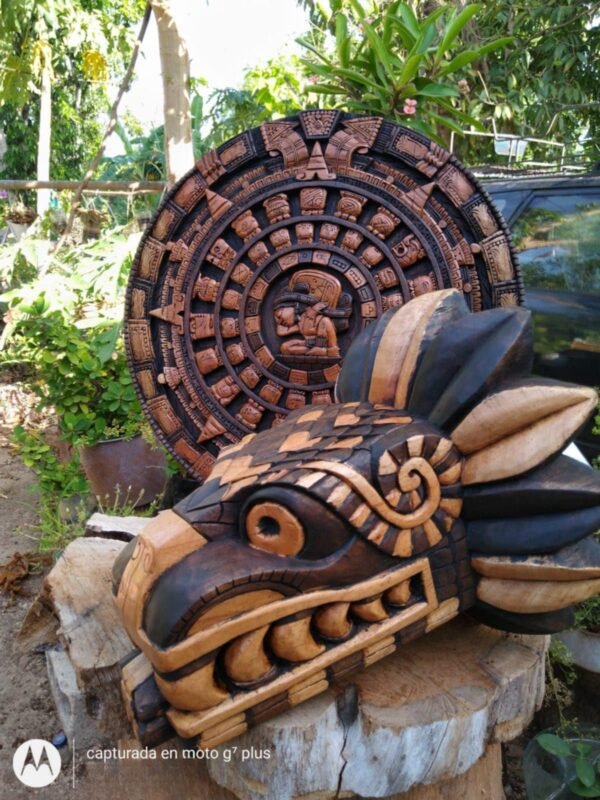 Quetzalcóatl Prehispanic Wooden mask, Mayan culture, Mexican wall art, Hand carved ASK FOR CUSTOMIZE - Image 3