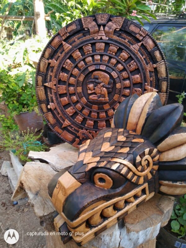 Quetzalcóatl Prehispanic Wooden mask, Mayan culture, Mexican wall art, Hand carved ASK FOR CUSTOMIZE - Image 4