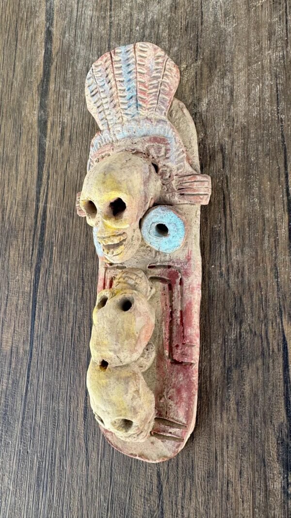 Mictlan Incense Burner Mexican Clay Sculpture of Mictlantecuhtli, Aztec God of Death Folk Art, Pre-Hispanic Skeleton Figure, Day of the Dead - Image 3