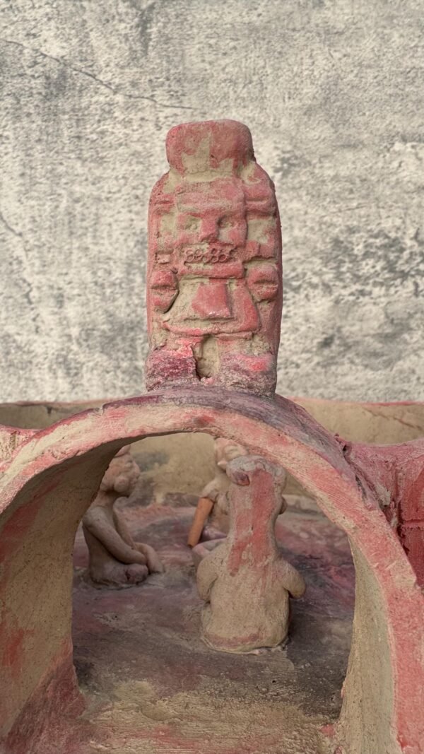 Temazcal Ancient Culture  Mexican Clay Sculpture, Aztec God of Death Folk Art, Pre-Hispanic Figure - Image 3