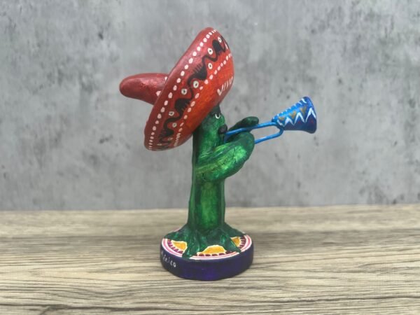Musician Cactus  Handcrafted Polychrome Vibrantly Painted, Authentic Mexican Folk Art, Home Decor, Hand-Molded and Painted, Artisan Craft - Image 3