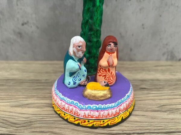 Day Of Dirth Cactus Nacamiento Handcrafted Polychrome Clay Vibrantly Painted, Authentic Mexican Folk Art, Home Decor, Hand-Molded  Painted - Image 3