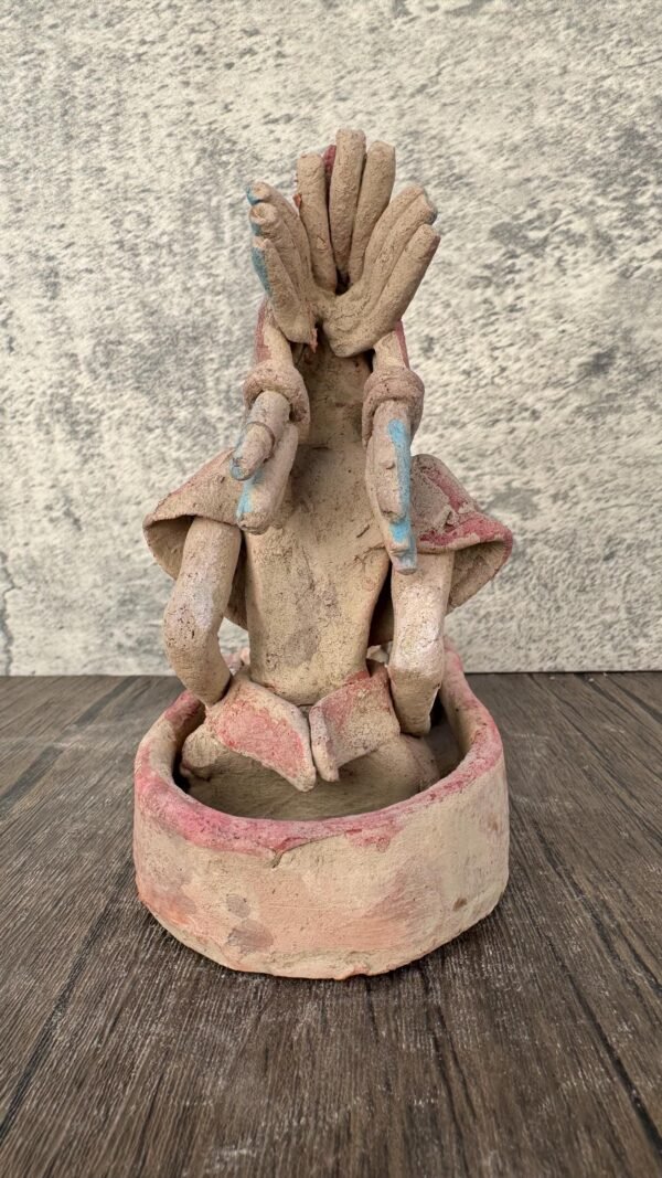 Mictlan Handcrafted Mexican Clay Sculpture of Mictlantecuhtli, Aztec God of Death Folk Art, Pre-Hispanic Skeleton Figure, Day of the Dead - Image 5