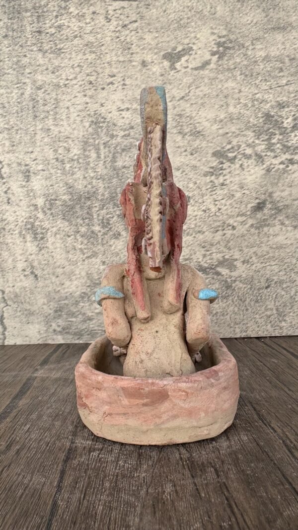 Mictlan Handcrafted Mexican Clay Sculpture of Mictlantecuhtli, Aztec God of Death Folk Art, Pre-Hispanic Skeleton Figure, Day of the Dead - Image 5