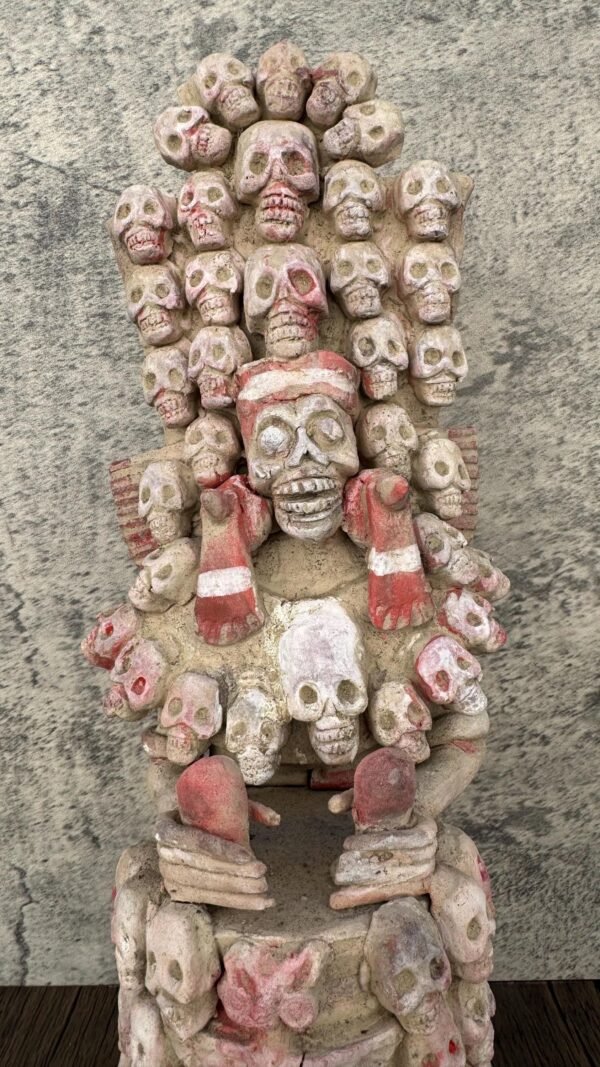 Mictlan  Mexican Clay Sculpture of Mictlantecuhtli, Aztec God of Death Folk Art, Pre-Hispanic Skeleton Figure, Day of the Dead - Image 4
