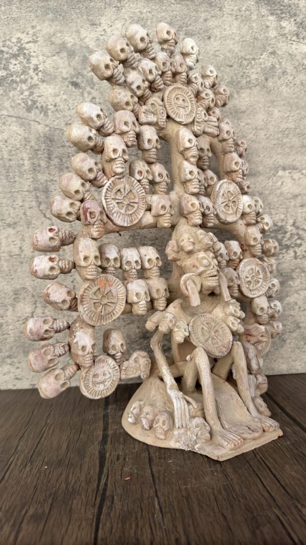 Mictlan Large Tree Of Death Clay Sculpture of Mictlantecuhtli, Aztec God of Death Folk Art, Pre-Hispanic Skeleton Figure, Day of the Dead - Image 3