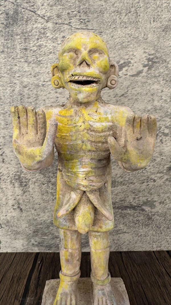 Mictlan  Mexican Clay Sculpture of Mictlantecuhtli, Aztec God of Death Folk Art, Pre-Hispanic Skeleton Figure, Day of the Dead - Image 4