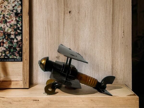 Small Plane  Handcrafted Iron Sculpture: Metal Art Recycled Materials, Eco-Friendly Decor, Original Design, Artisan Crafted,Piece for Home - Image 3