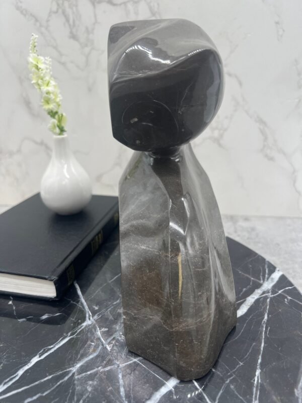 Extra Big Cat Statue Minimalist, Cat Figurine, Stone Cat Sculpture, Kittie Carving, Gray Cat Figurine, Carved Stone Animal - Image 3