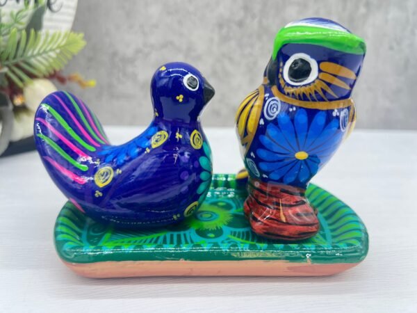 Salt And Pepper Shakers With Tray Made Of Clay Hand Painted Guerrero, Culture Of Mexico Salt And Pepper Set Lead Free Acrylic Paint - Image 3